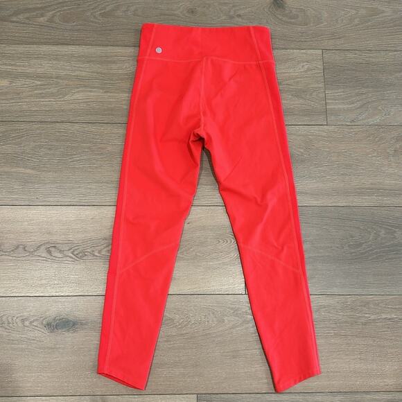 ZELLA Red Ribbed Waist Mid Rise Cropped Active Workout Gym Leggings Size Small - Picture 2 of 9